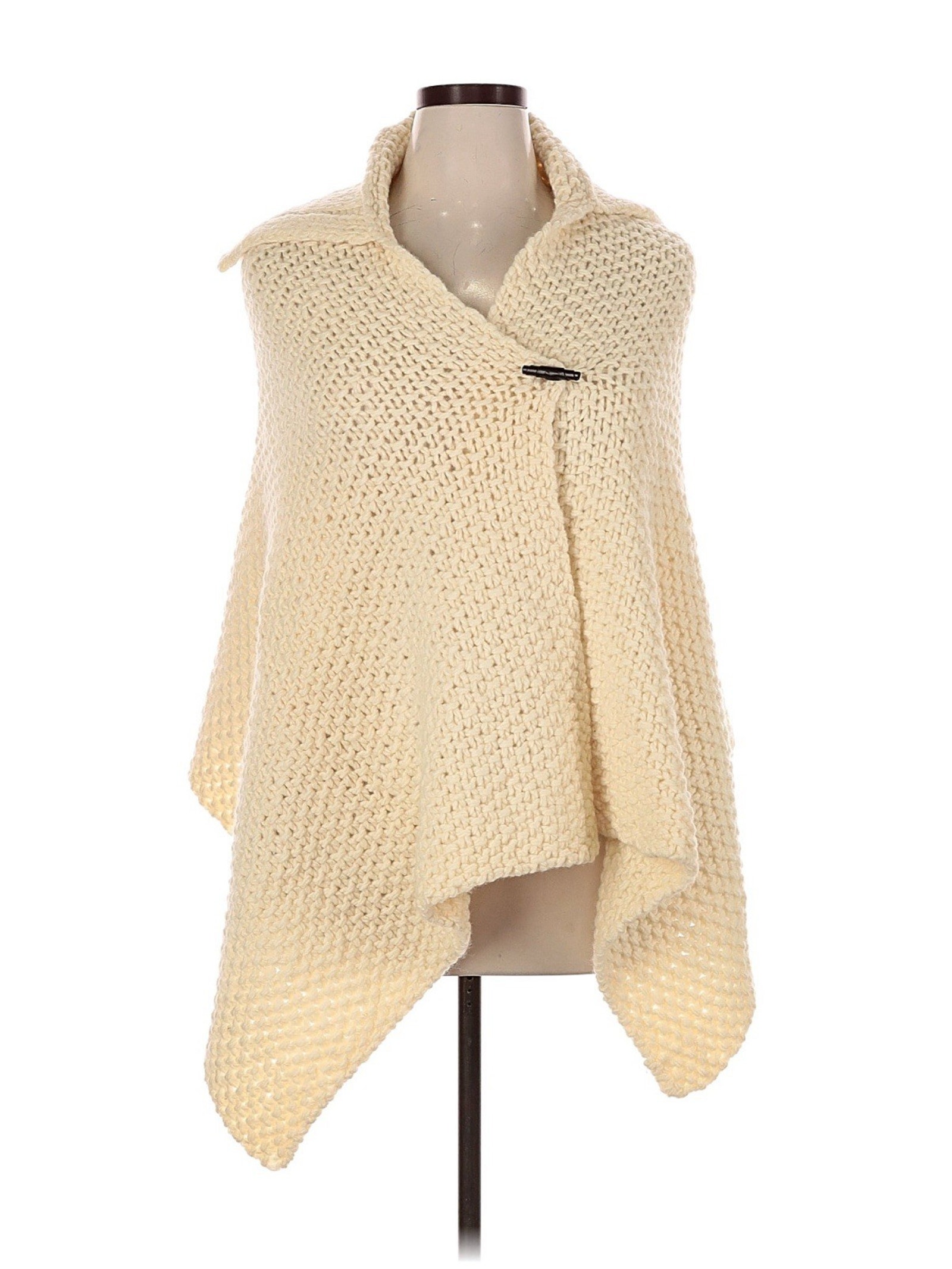Lauren Ralph Lauren Cream White Wool Knit Shawl Wrap L